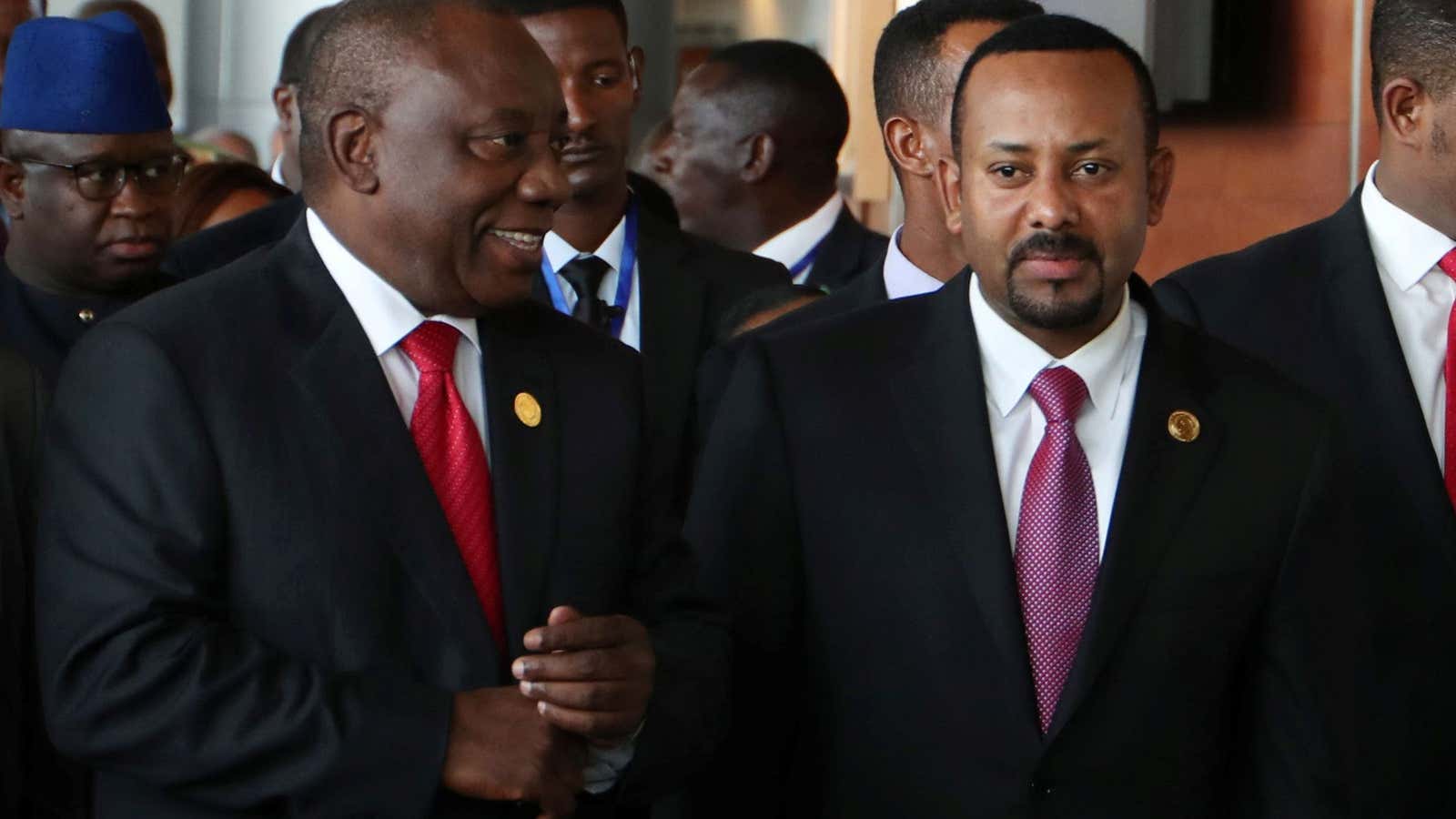 Cyril Ramaphosa of South Africa and Abiy Ahmed of Ethiopia.