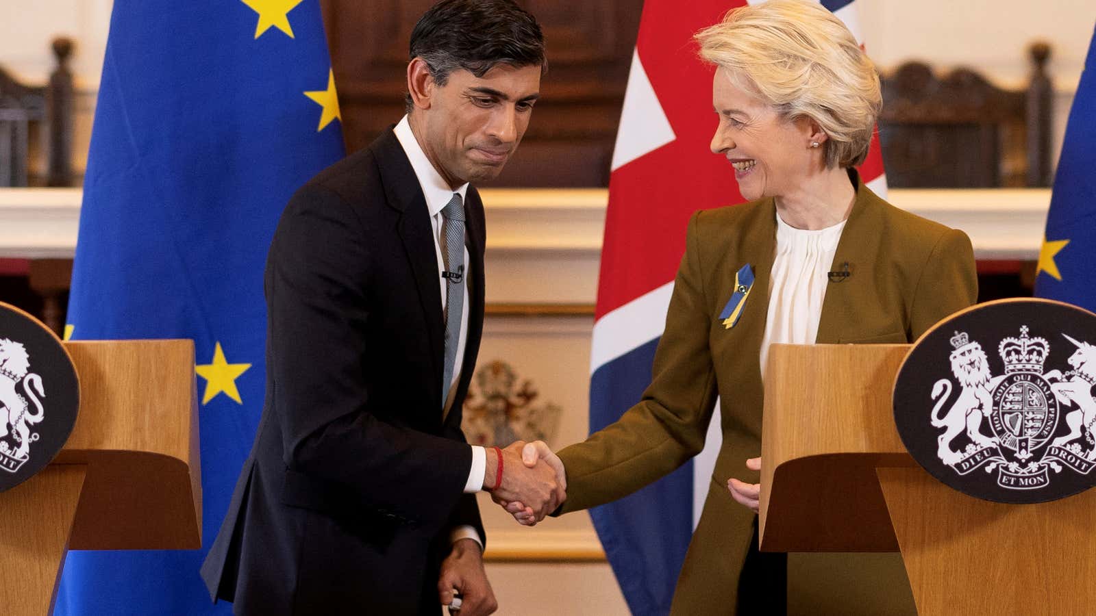 Sunak announced the agreement with Ursula von der Leyen, the EU president.
