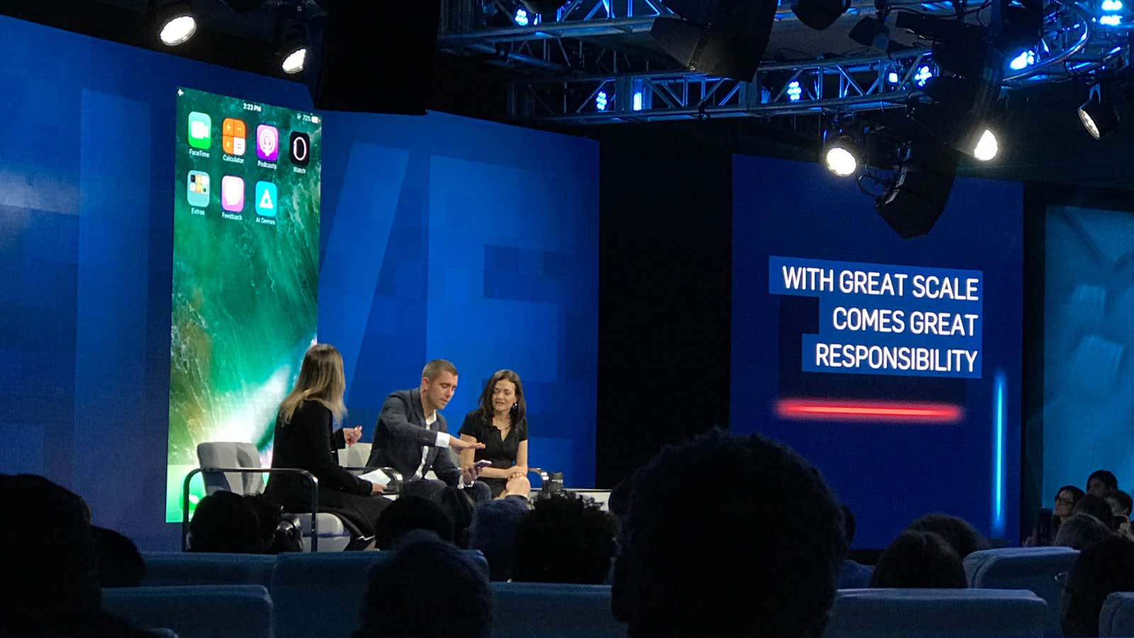 Facebook’s Cox live-testing at the WSJDLive conference.