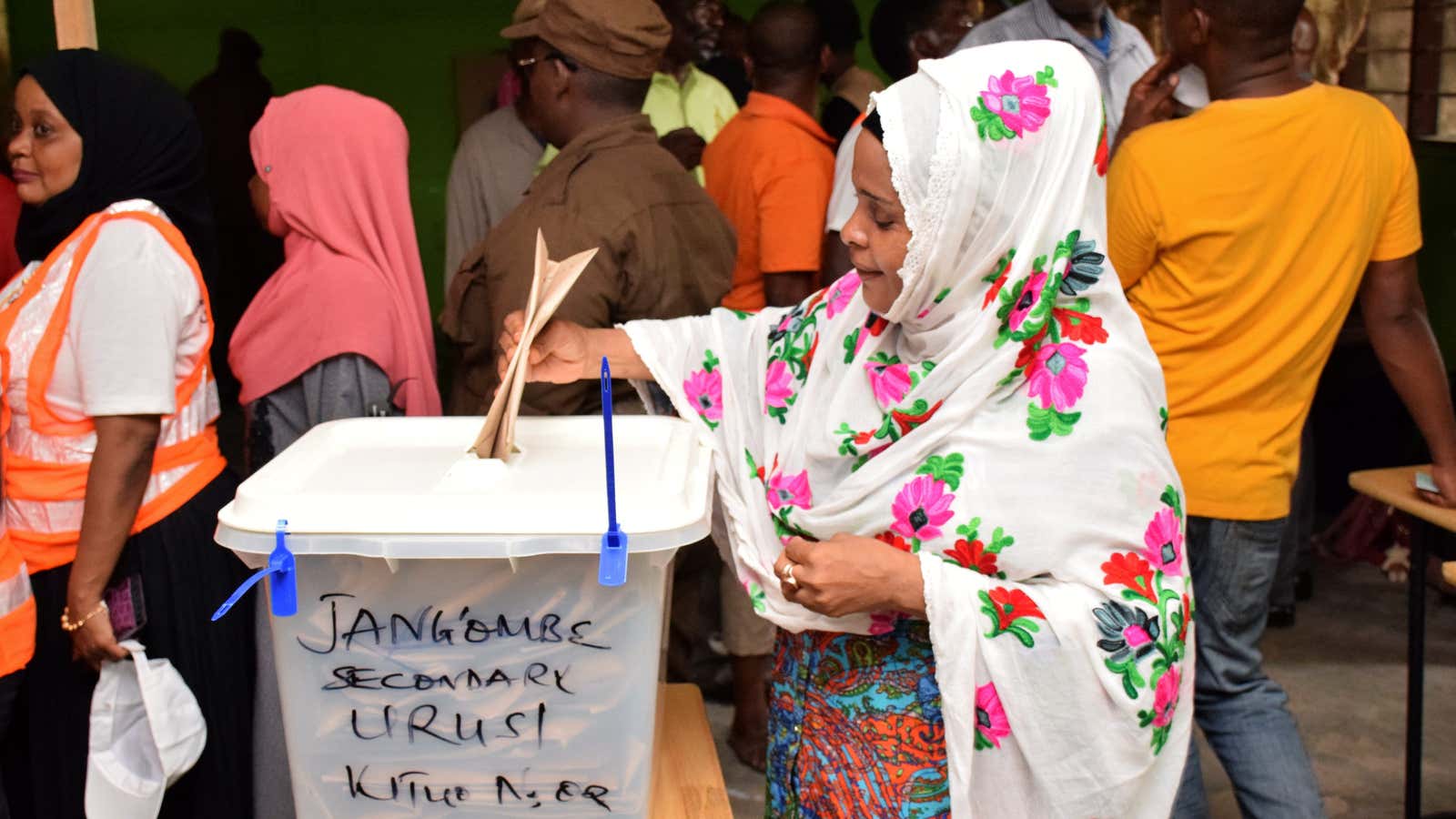 Early voting on the semi-autonomous island of Zanzibar, Tanzania Oct. 27, 2020.