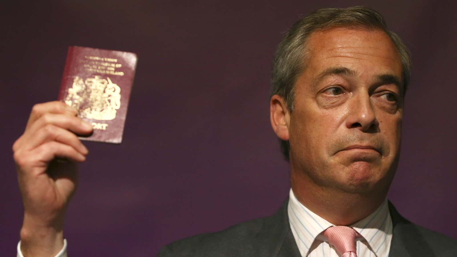 Brexiteer Nigel Farage awaits the return of navy blue UK passports.