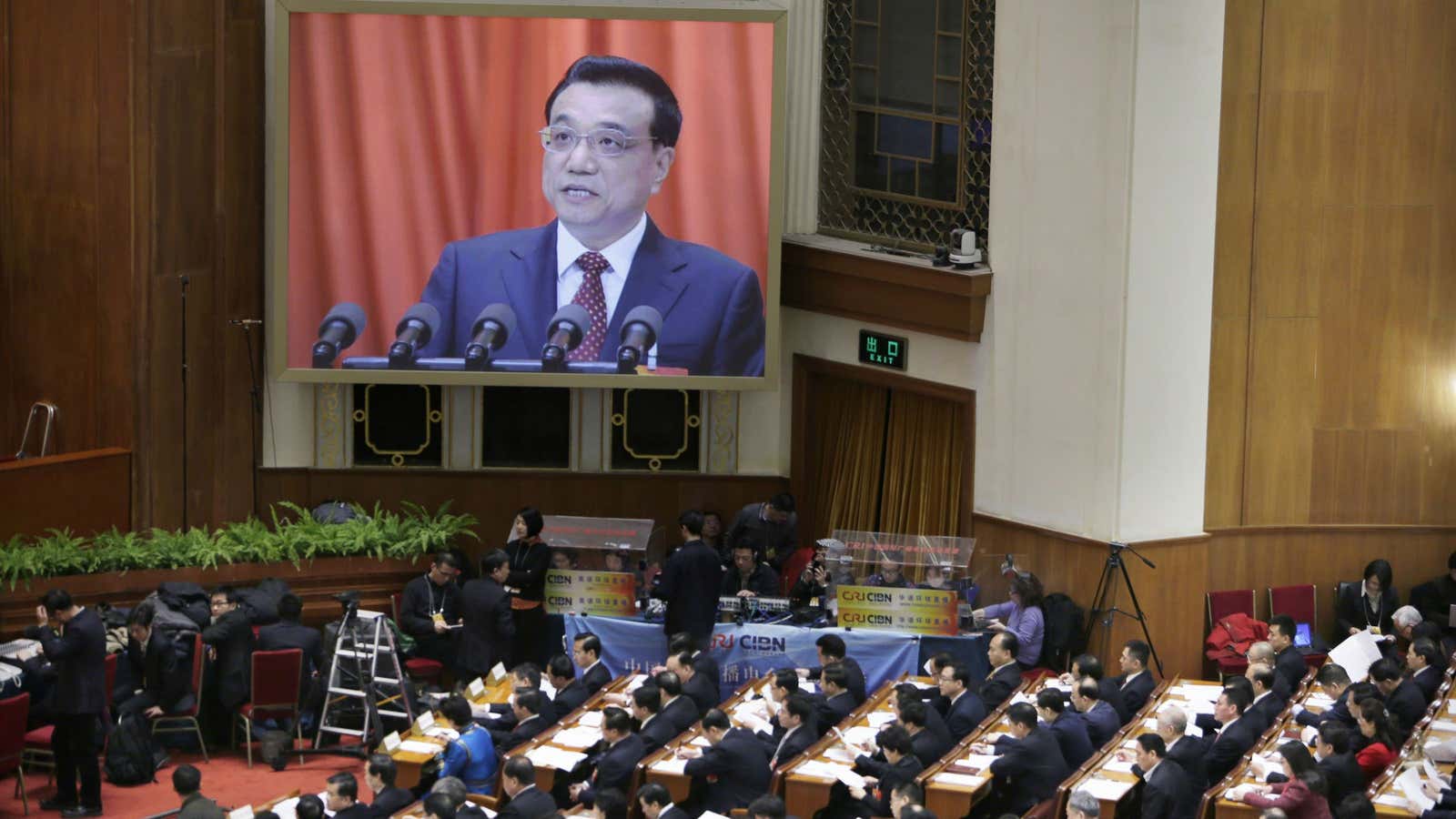 Chinese Premier Li Keqiang speaks at the National People’s Congress in Beijing.