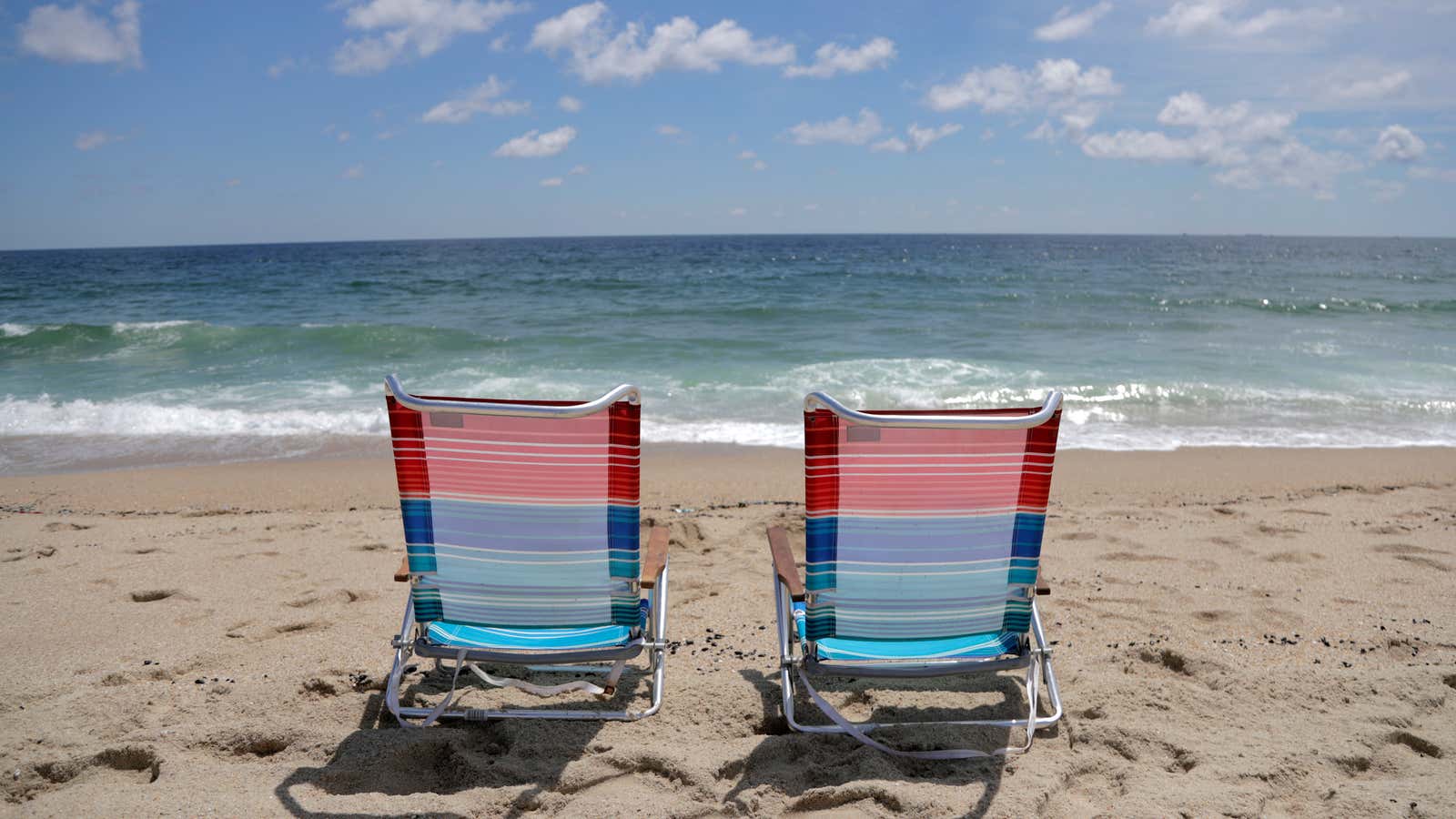 Chairs are placed on the beach, Friday, July 20, 2018, in Long Branch, N.J. New Jersey Gov. Phil Murphy signed a bill on Friday, banning…