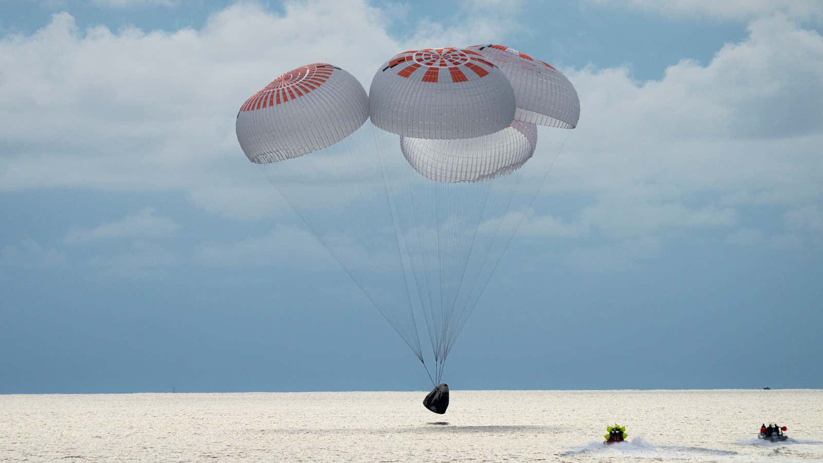 The Dragon capsule carrying four private passengers returns from orbit in September 2021.