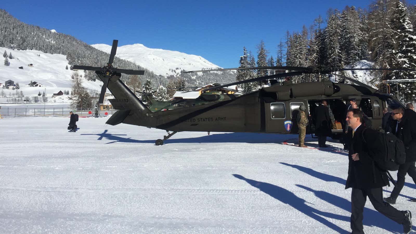 Likely the most spartan of Davos heli-tranports