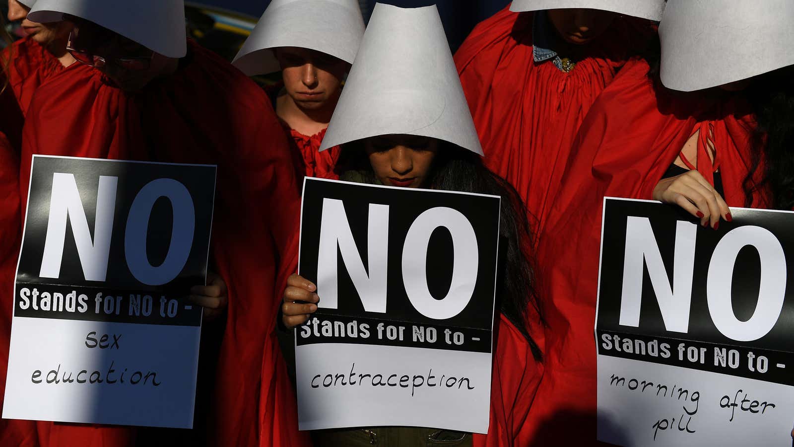 The handmaid’s costume has been co-opted as a symbol of female agency and protest around the world.