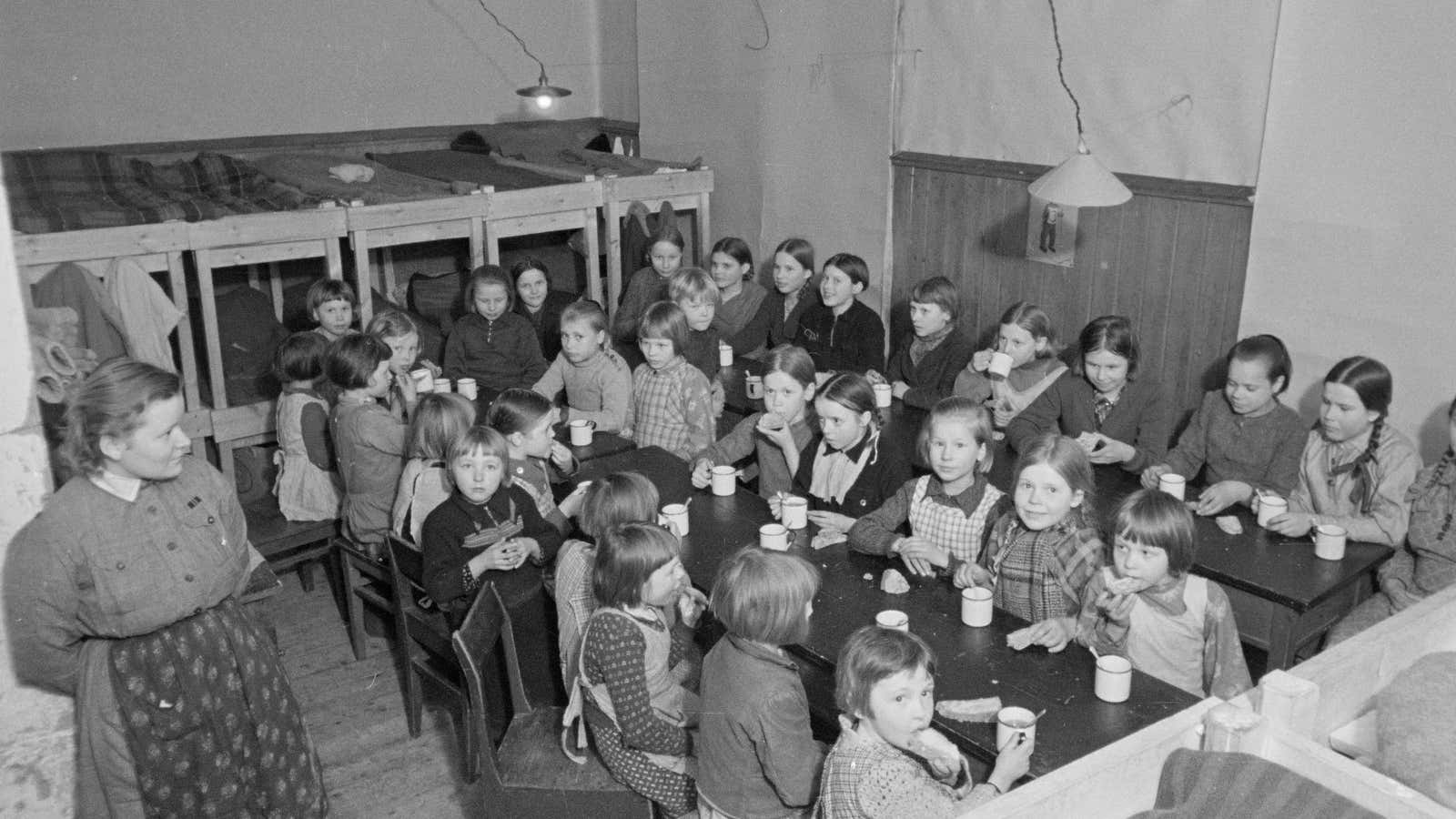 Children at a Finnish reform school, photographed in 1942.