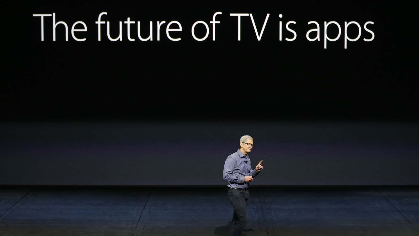 Apple CEO TIm Cook speaks about Apple TV during an Apple media event in San Francisco, California, September 9, 2015. Reuters/Beck Diefenbach