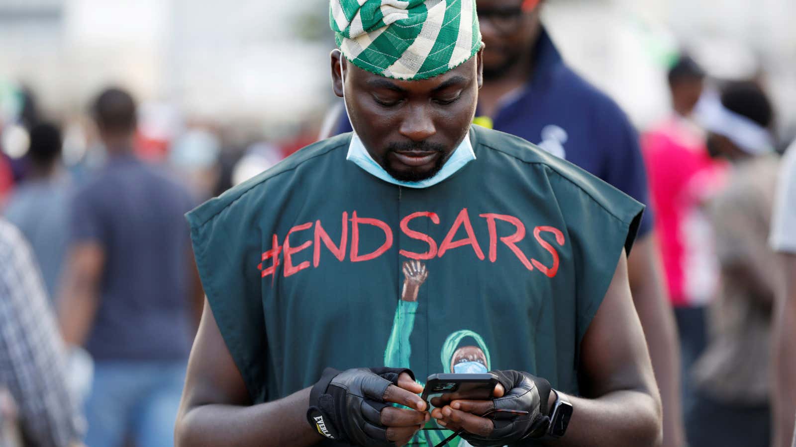 “Where do we go next?” An EndSARS protestor in Lagos, Nigeria Oct. 17, 2020.