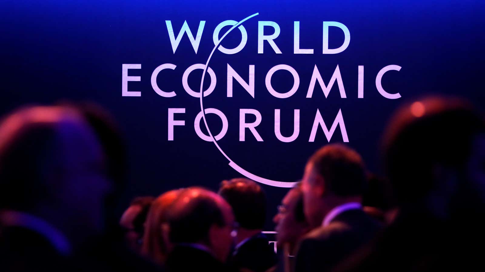 A logo of the World Economic Forum (WEF) is seen as people attend the WEF annual meeting in Davos, Switzerland January 24, 2018. REUTERS/Denis Balibouse…