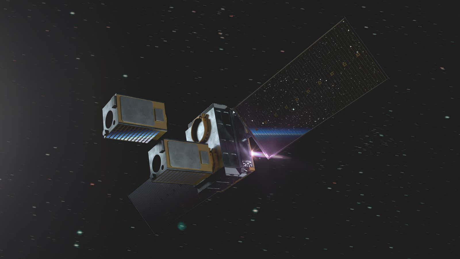 A rendering of Momentus’ space tug in action.