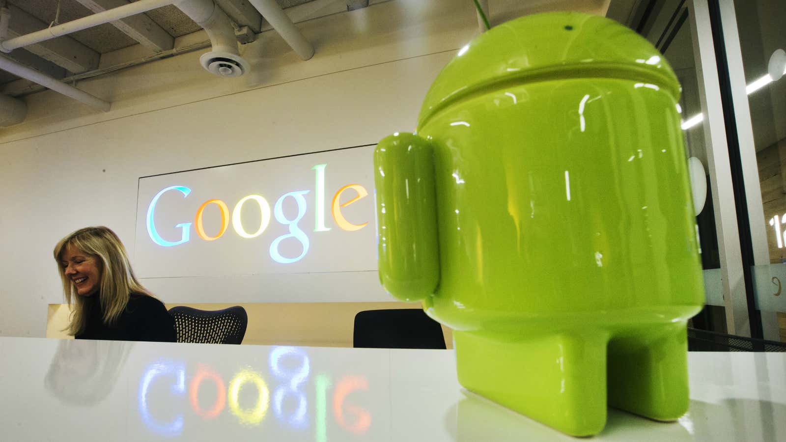 Google’s Android figurine.