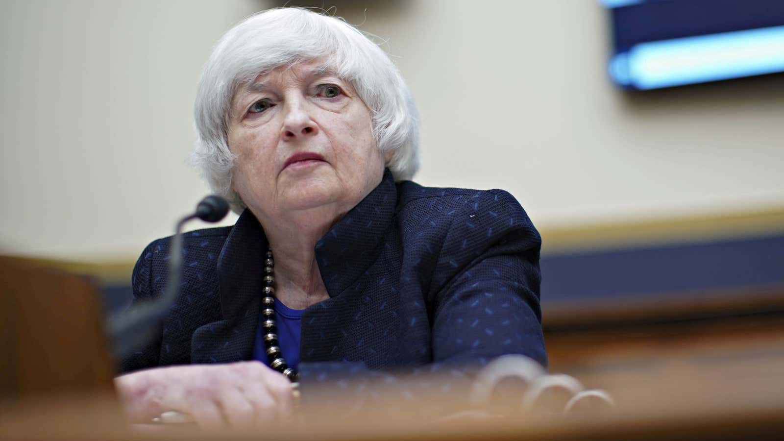 US Treasury secretary Janet Yellen attends a House Financial Services Committee hearing.