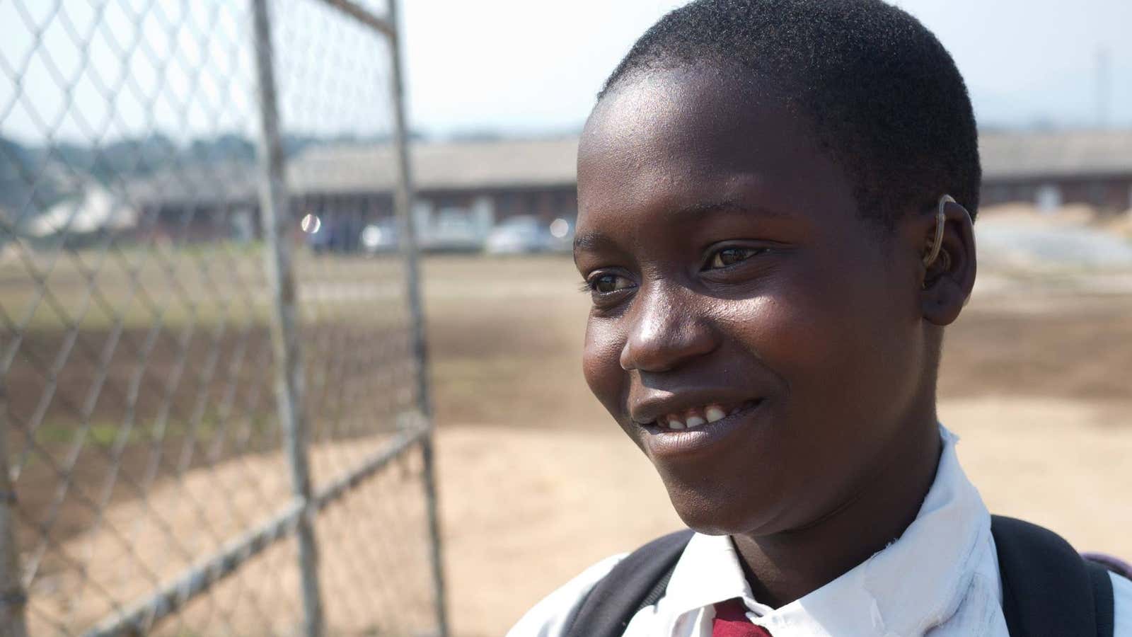One of the 3000 school kids that use the Solar Ear