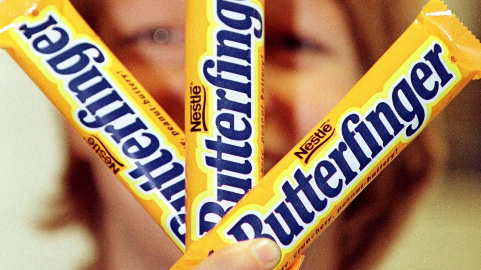 Vintage Butterfinger wrappers, circa 1999.