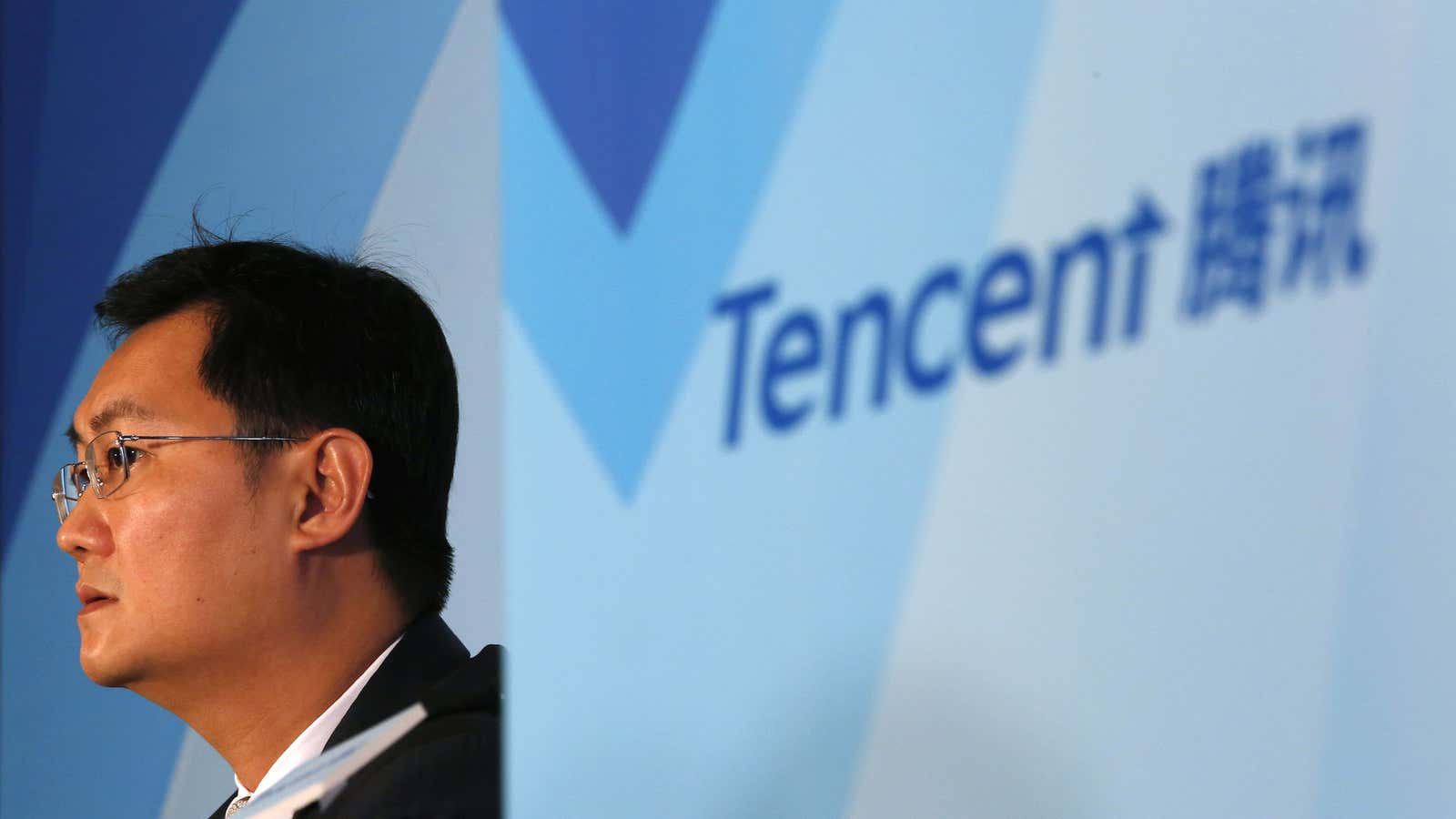 Tencent Chairman &amp; Chief Executive Officer Pony Ma attends a news conference announcing the company’s results in Hong Kong March 18, 2015. Tencent Holdings Ltd…