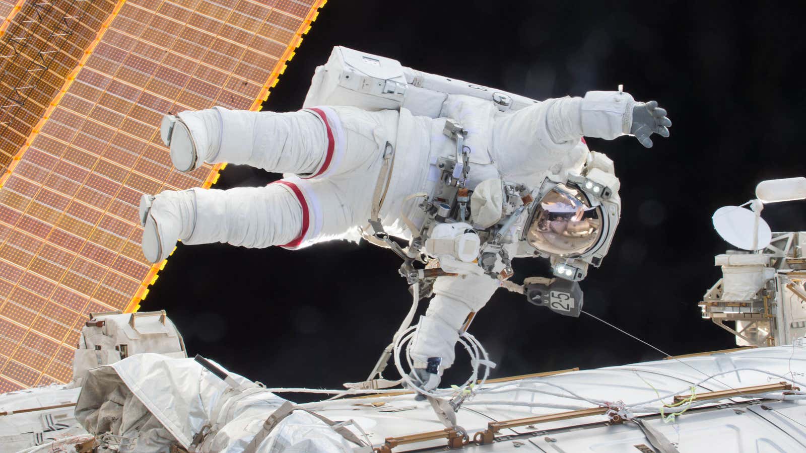Scott Kelly goes on a spacewalk.
