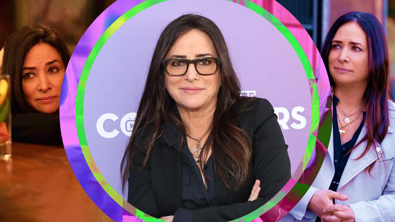 Left and right: Pamela Adlon in Better Things (Suzanne Tenner/FX); Center: Pamela Adlon (Amy Sussman/Getty Images)