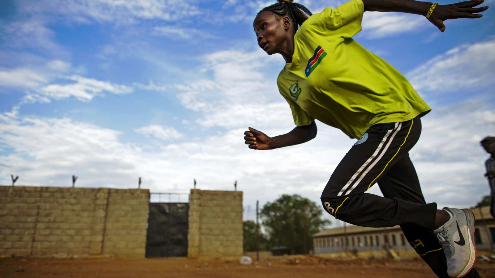 Margret Rumat Rumar Hassan trains in Juba. Hassan will represent South Sudan in its first-ever Olympics delegation.
