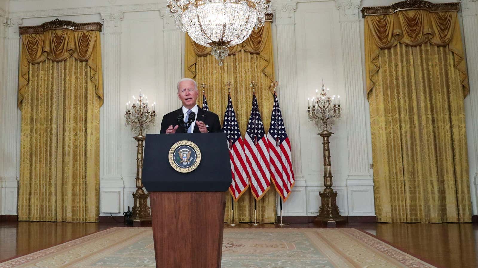 Biden delivers remarks on the crisis in Afghanistan on Aug. 16, 2021.