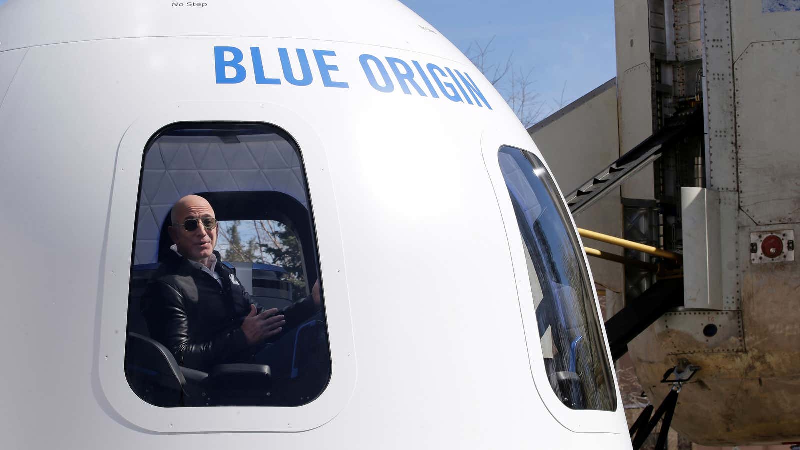 Bezos in a Blue Origin capsule.