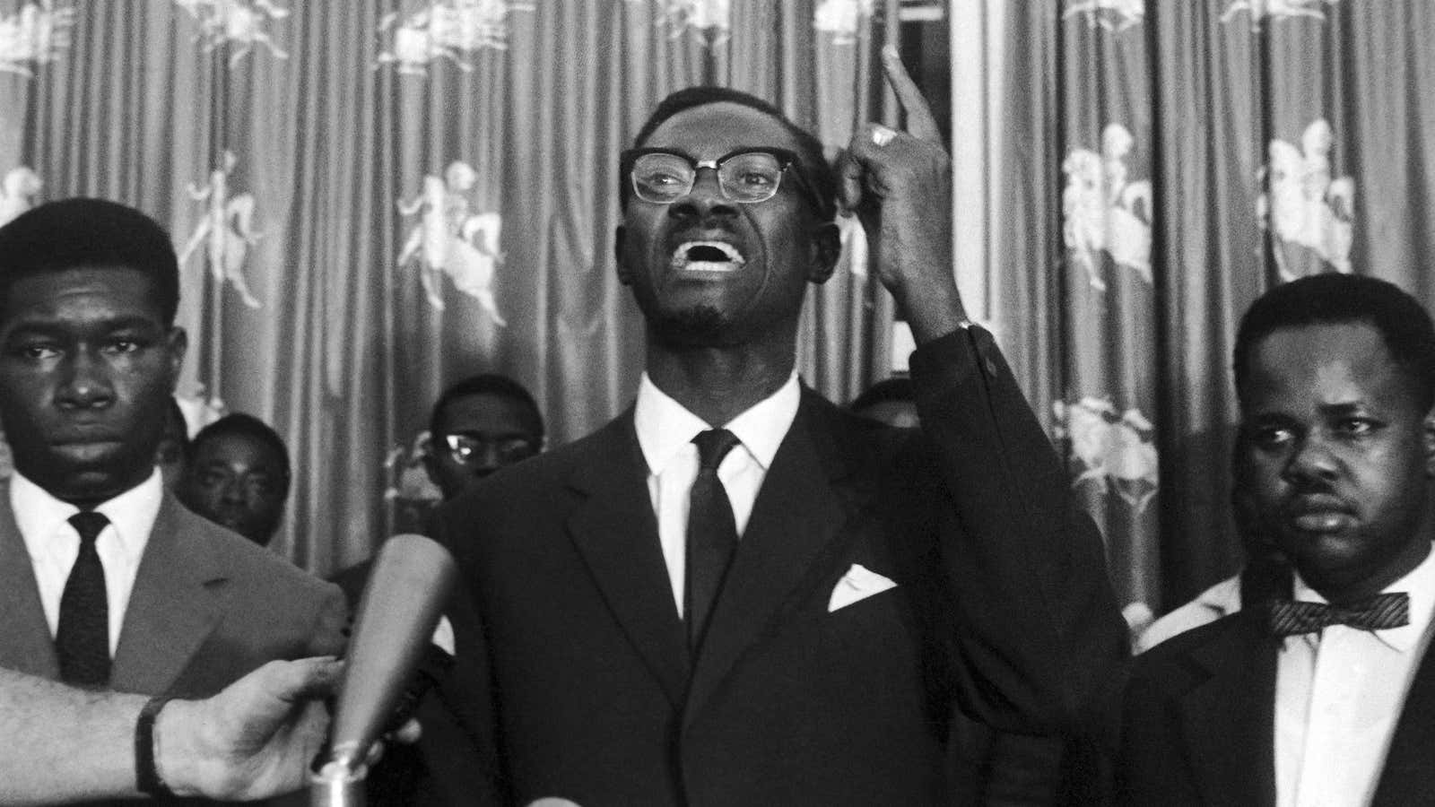 Patrice Lumumba speaks at the Senate meeting opposing him at Leopoldville, Congo on September 10, 1960. H