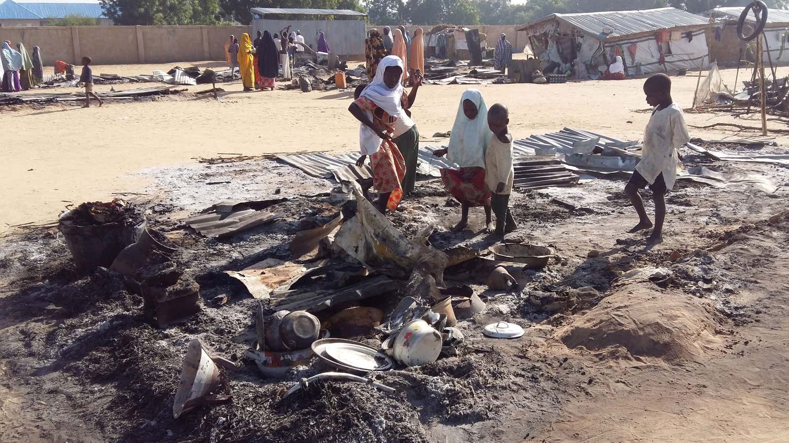 A camp for displaced people after an attack by suspected members of the Islamist Boko Haram insurgency in Dalori, Nigeria Nov. 1, 2018.
