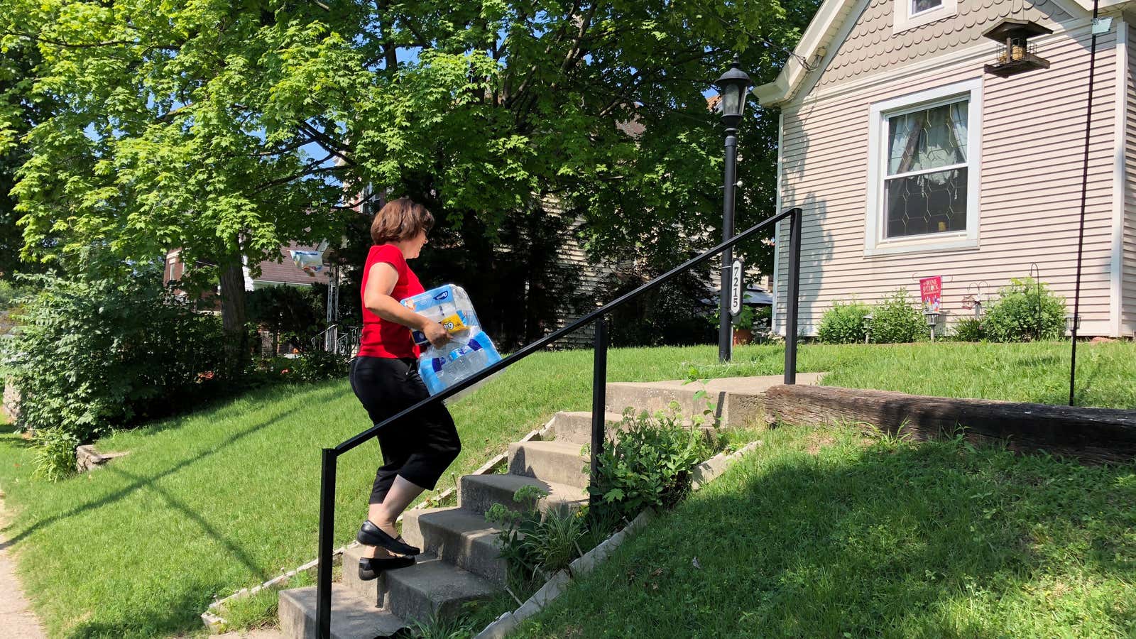Cincinnati DoorDash worker Renee Shell delivers an order from Walmart in Cincinnati, Ohio, U.S., July 1, 2018.