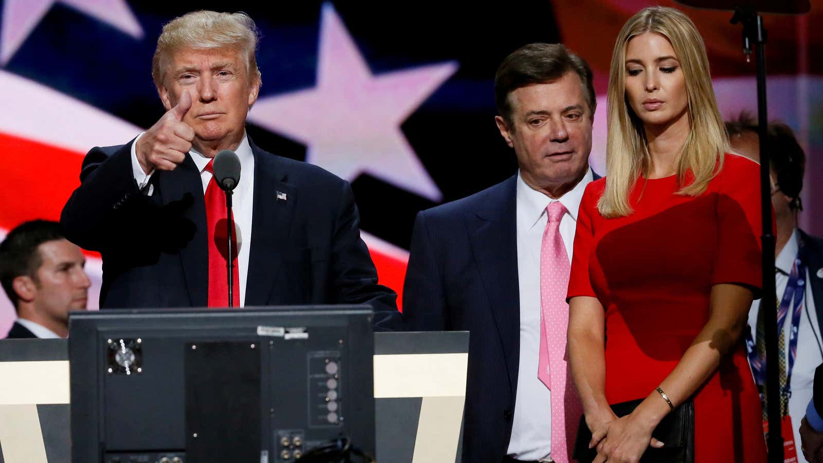 Trump, Manafort and Ivanka Trump at the Republican National Convention in Cleveland. July 21, 2016.