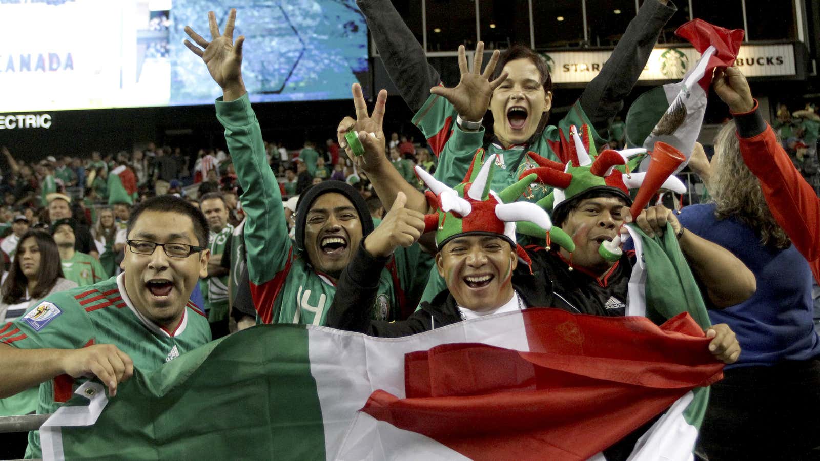These Team Mexico fans were at the game, but many more across the US tuned in on Univision.