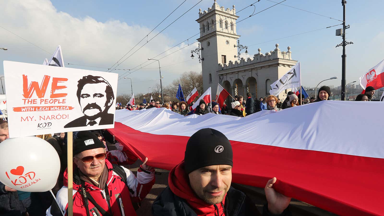 Poles marched under a familiar slogan: “We the People.”