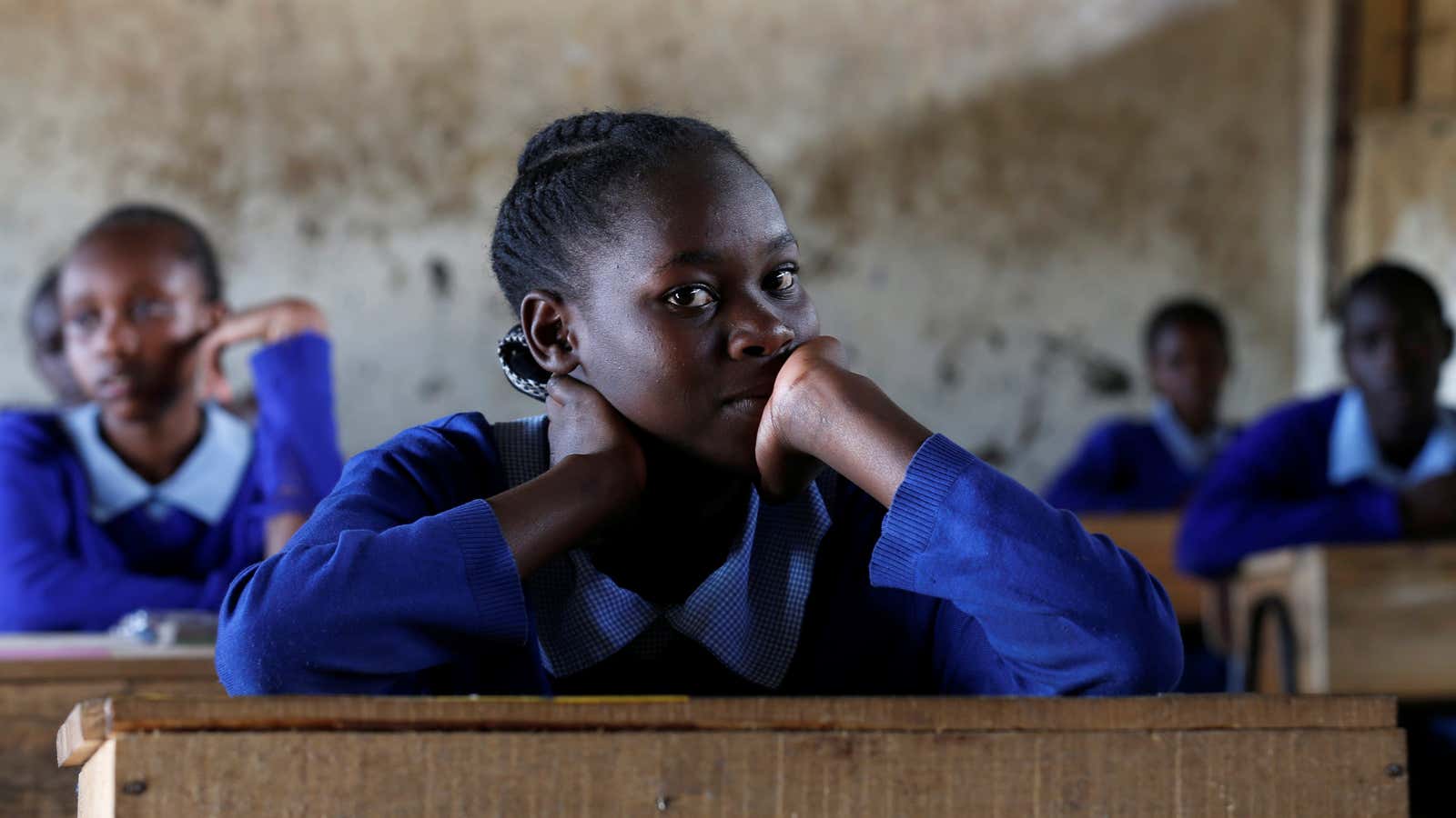 A primary school pupil in Nairobi, Kenya October