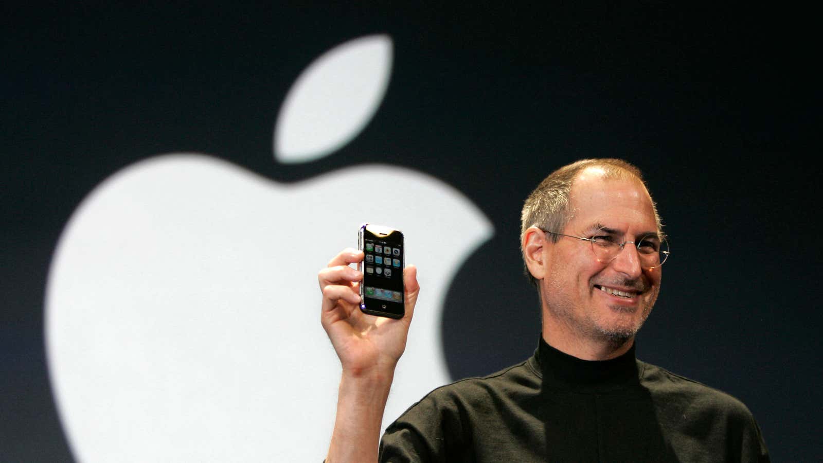 Former CEO Steve Jobs unveiling the original iPhone in January, 2007.