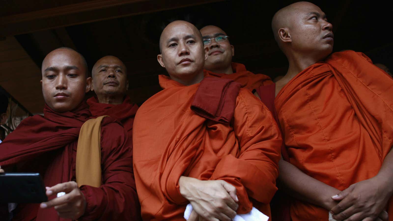 U Wirathu (middle), isn’t your average peace-loving monk.