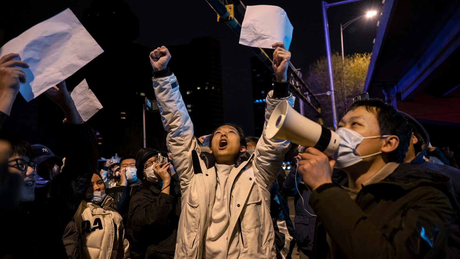 Protesters in Beijing in November. 