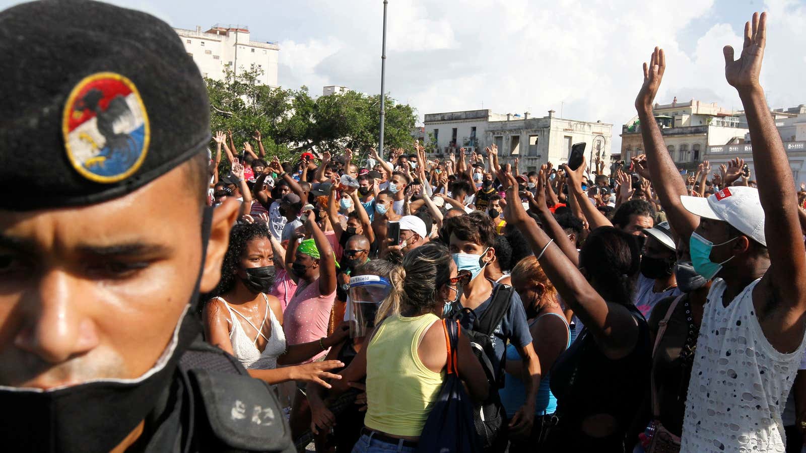 The Cuban government called in its â€œblack beretsâ€� special forces units to quell protests.