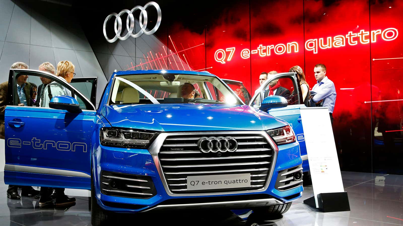 The new Audi Q7 E-Tron Quattro diesel-electric car is seen during the second press day ahead of the 85th International Motor Show in Geneva March…