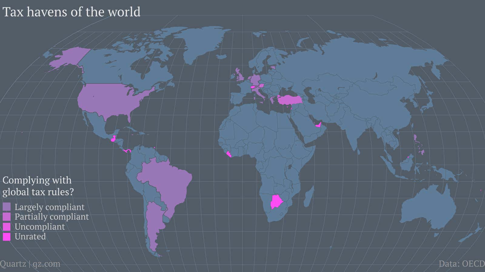 Here is our best approximation of where the world’s tax havens are