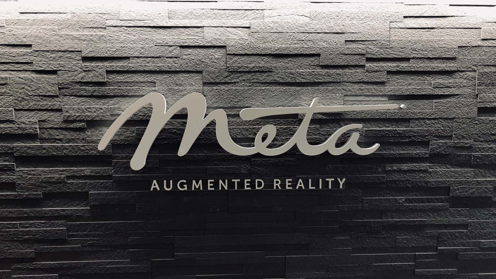 The Meta company logo in 2018.