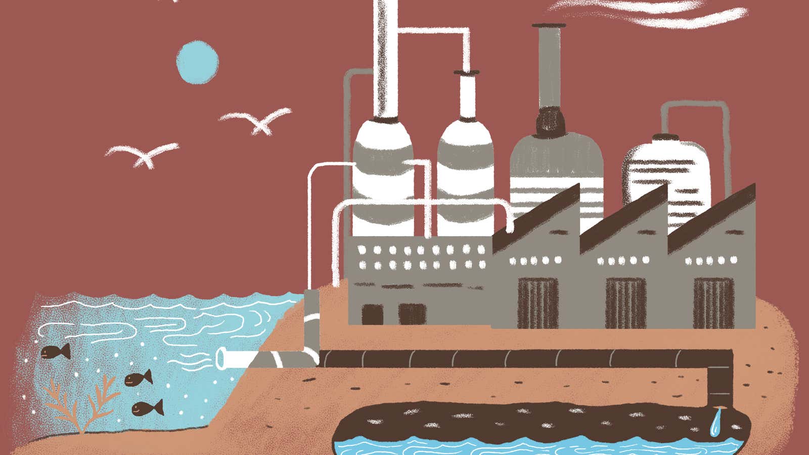 Illustration of a desalination plant in Texas