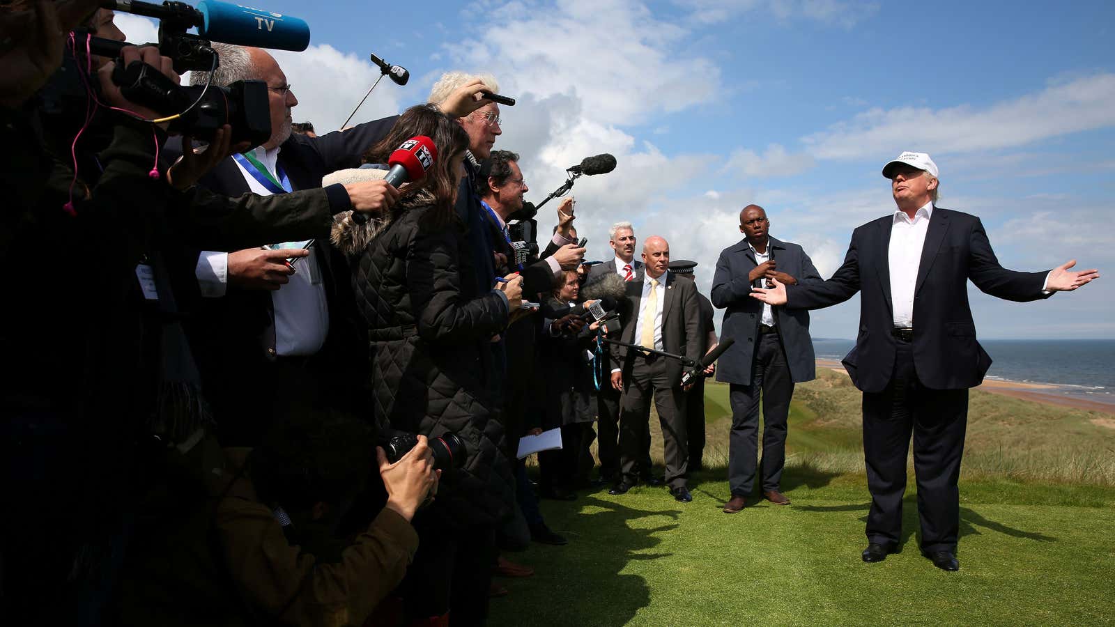 Then-presidential candidate Donald Trump on his golf course in Aberdeen, Scotland.