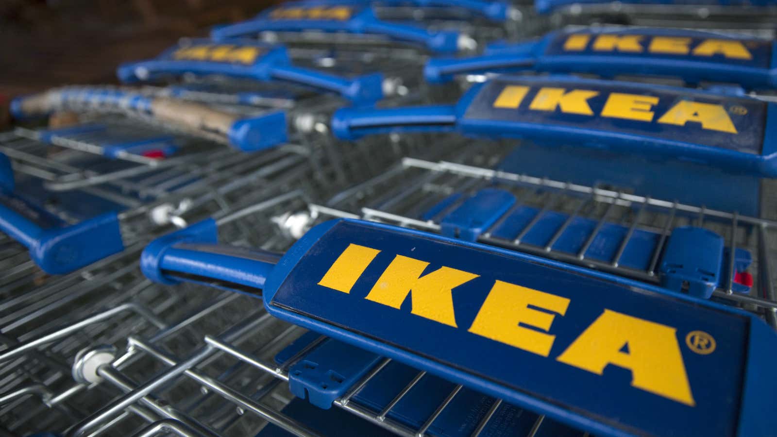 Trollies are seen outside an IKEA store in Wembley, north London January 28, 2015. IKEA Group, the world’s biggest furniture retailer, posted on Wednesday a…