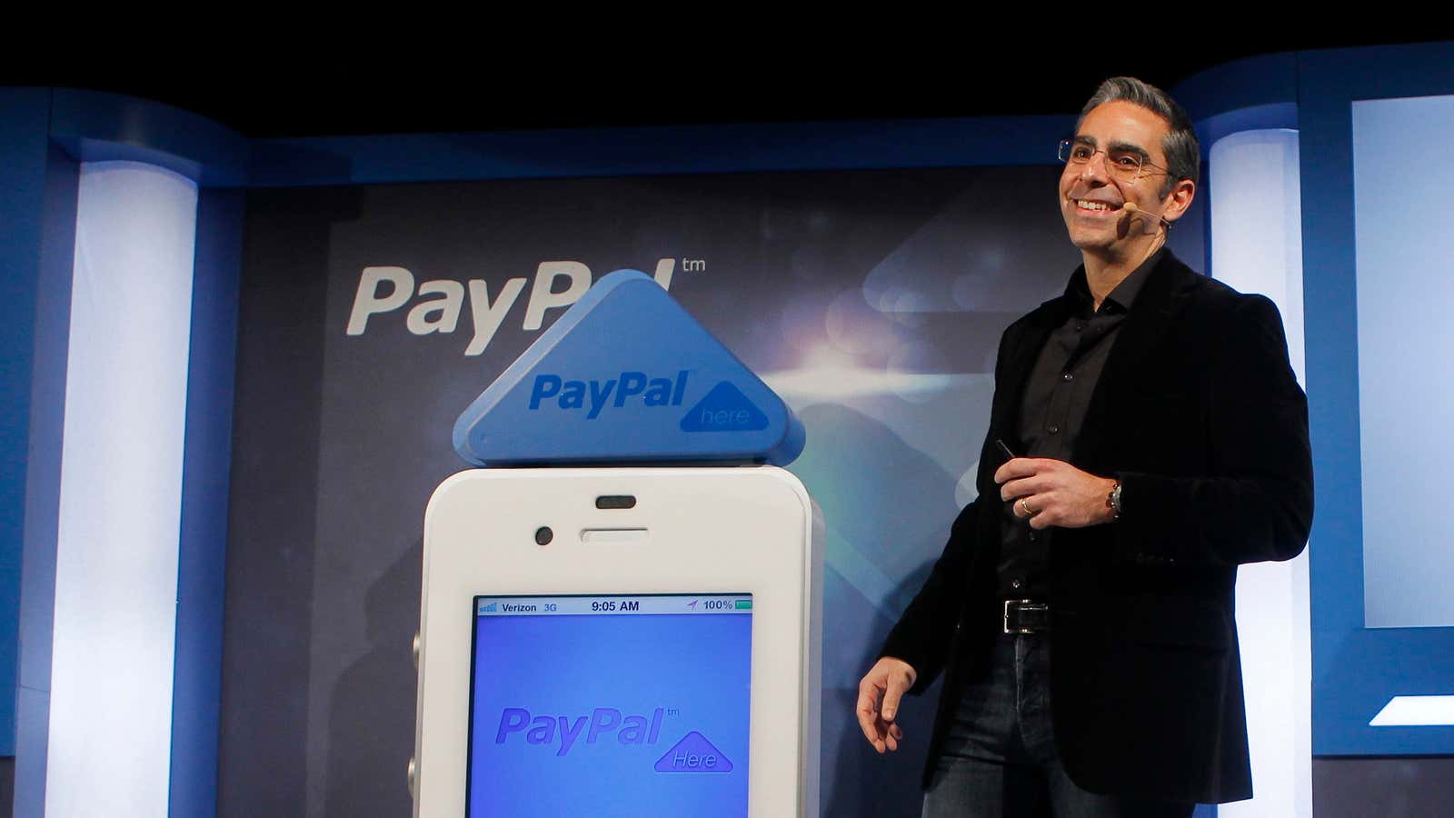 PayPal president David Marcus introducing PayPal’s competitor to Square, PayPal Here.