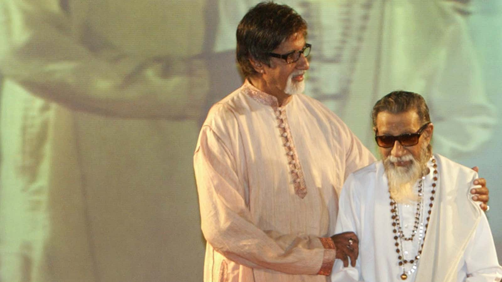 Bollywood superstar Amitabh Bachchan (pictured left) and right-wing politician Bal Thackeray had a close relationship.