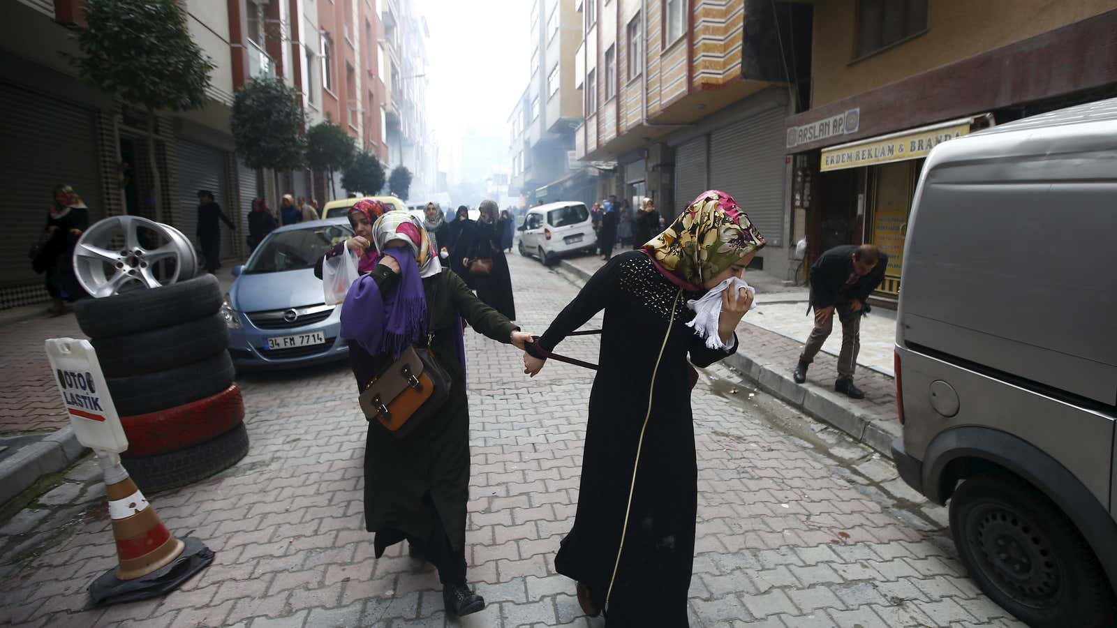 Tear gas was used to disperse protesters outside Zaman’s office.