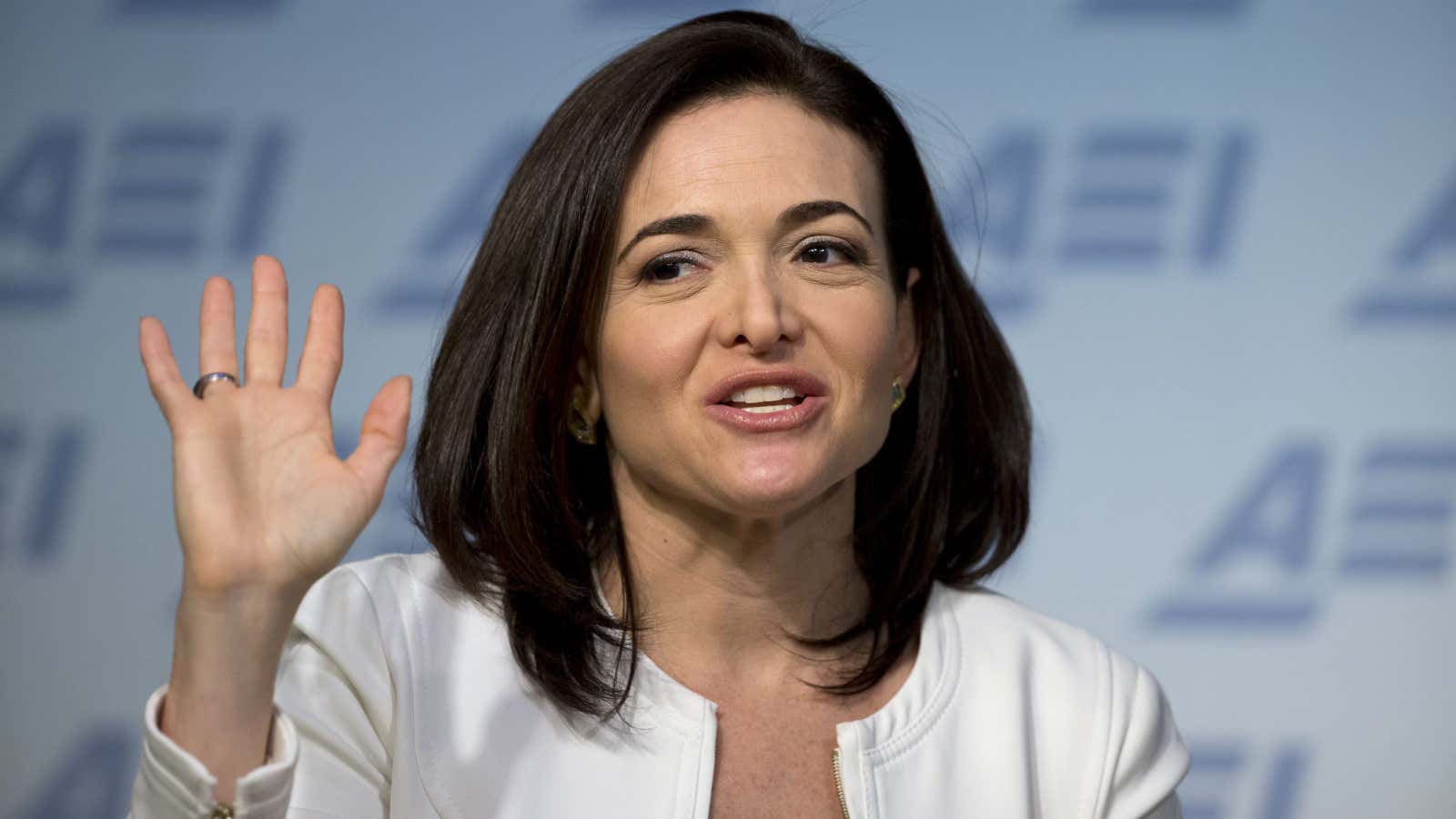 In this Wednesday, June 22, 2016, file photo, Facebook Chief Operating Officer Sheryl Sandberg speaks at the American Enterprise Institute, in Washington. At least one…