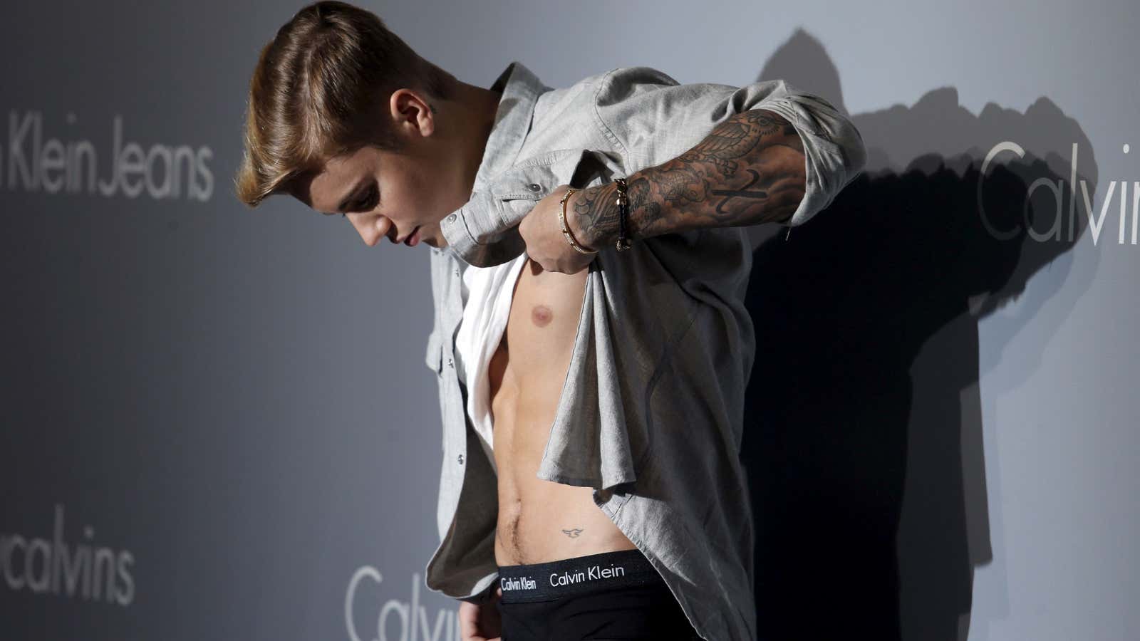Nothing gets between Bieber and his Calvins.