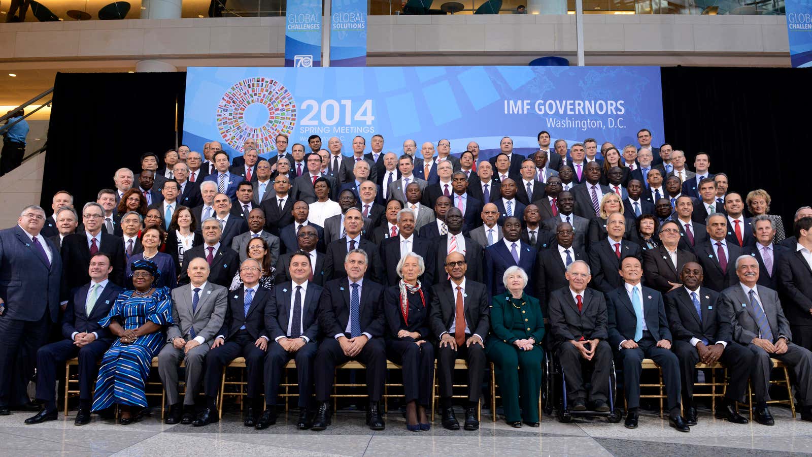 A lot of men, only a few women, at the IMF and World Bank’s 2014 Annual Spring Meetings.