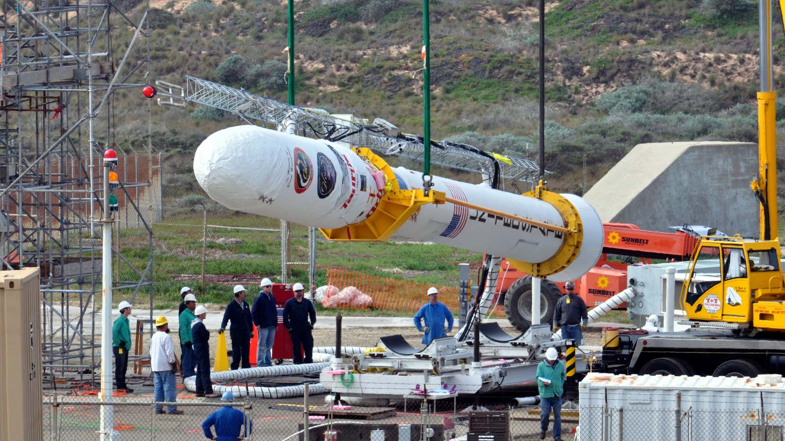 The  soon-to-be-lost Taurus rocket prepares for launch in 2011.
