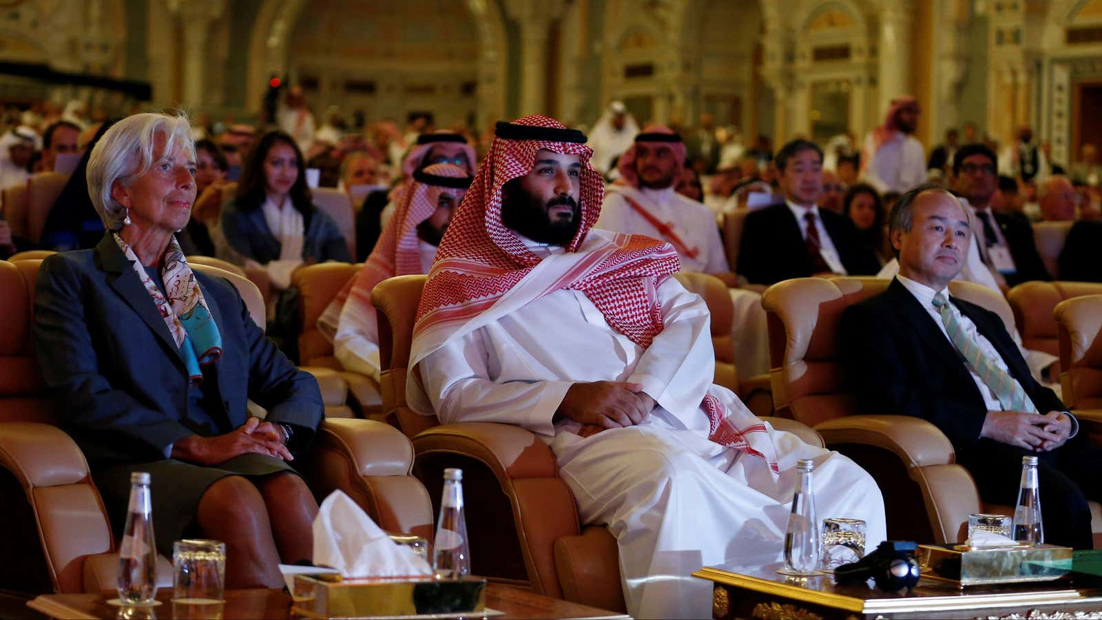 MBS and corporate leaders at “Davos in the Desert” last year.